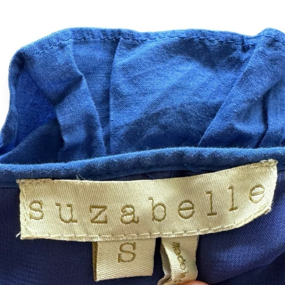 Suzabelle Anthropologie blue dress sleeveless tie up sleeves Small - Picture 7 of 7